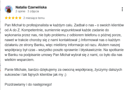 referencje od klientów Natalia